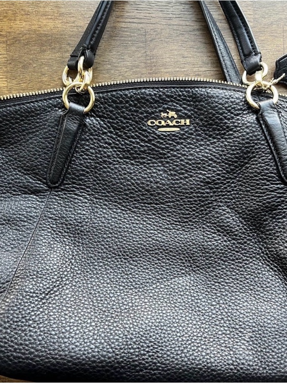Coach Black Pebbled Leather Bag with Gold Hardware - EUC
